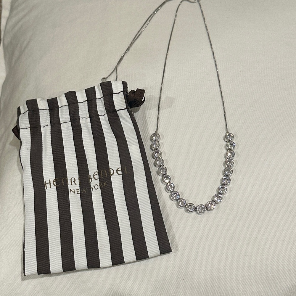 Henri Bendel Crystal Silver Necklace with Sparkling Accents NWT